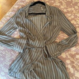 Striped Wrap Blouse